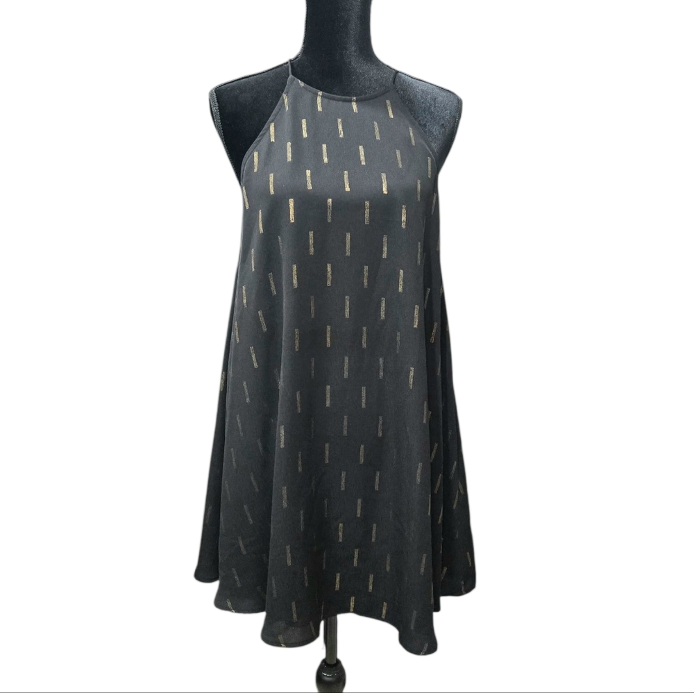 Everly Gold Fleck Halter-style Neckline Shift Dress Hoilday Party Wedding M